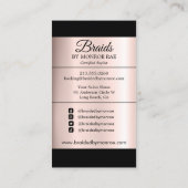 美容師またはヘアブレイダーブレイドサロンバラ金ゴールド 名刺 (裏面)