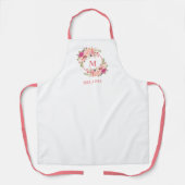 美容師または化粧アーティストピンクフローラモノグラム エプロン (正面)