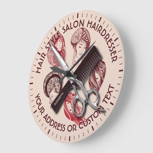 美容師または美しいサロン美容師名 ラージ壁時計 (傾斜)