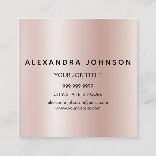 美容師まつ毛まつげグリッターバラ金ゴールドピンク スクエア名刺 (裏面)