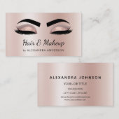 美容師まつ毛まつげグリッターバラ金ゴールドピンク 名刺 (正面/裏面)