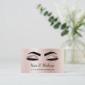 美容師まつ毛まつげグリッターバラ金ゴールドピンク 名刺 (スタンド正面)