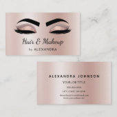 美容師まつ毛まつげグリッターバラ金ゴールド 名刺 (正面/裏面)