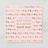 美容師アイコン |シックモダンピンクゴールドフォイル スクエア名刺 (正面)