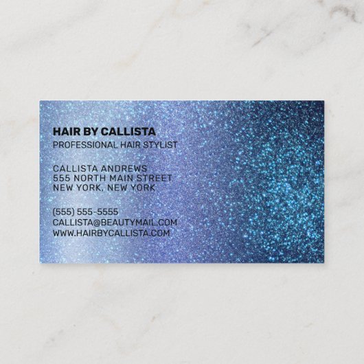美容師アクアベビーブルートリプルグリッター グラデーション 名刺 (裏面)