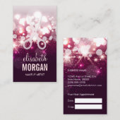 美容師アポイントメントカードピンクグリッタースパークル 予約カード (正面/裏面)