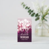 美容師アポイントメントカードピンクグリッタースパークル 予約カード (スタンド正面)