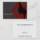 美容師アポイントメントカード（濃い赤） 予約カード (正面/裏面)