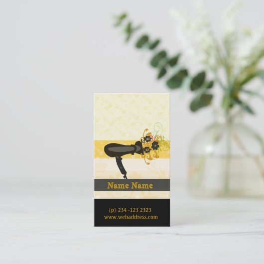 美容師アポイントメントゴールデン花模様乾燥機 予約カード (スタンド正面)