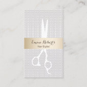 美容師アポイントメントシンプルレース金ゴールドストライプの 予約カード (正面)