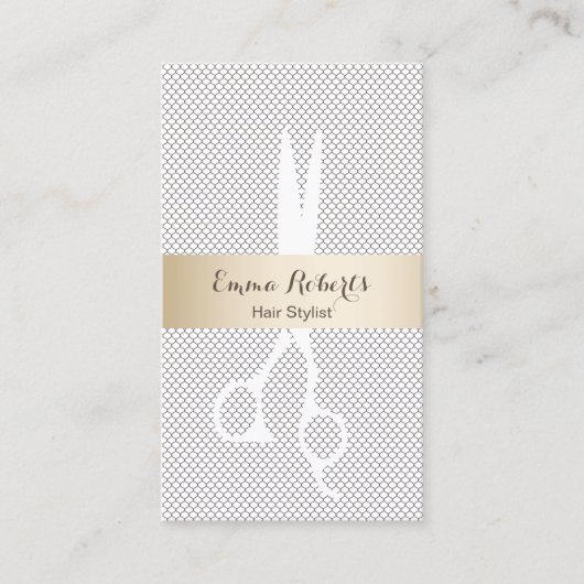 美容師アポイントメントシンプルレース金ゴールドストライプの 予約カード (正面)