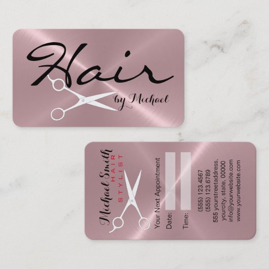 美容師アポイントメントステンレス鋼金属#2 予約カード (正面/裏面)