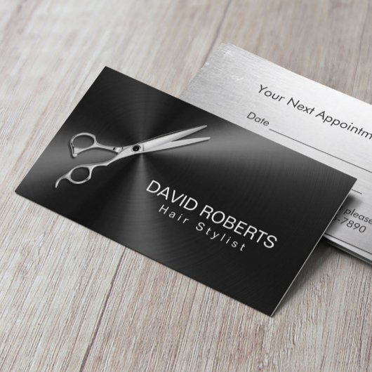 美容師アポイントメントモダンブラックメタル 予約カード