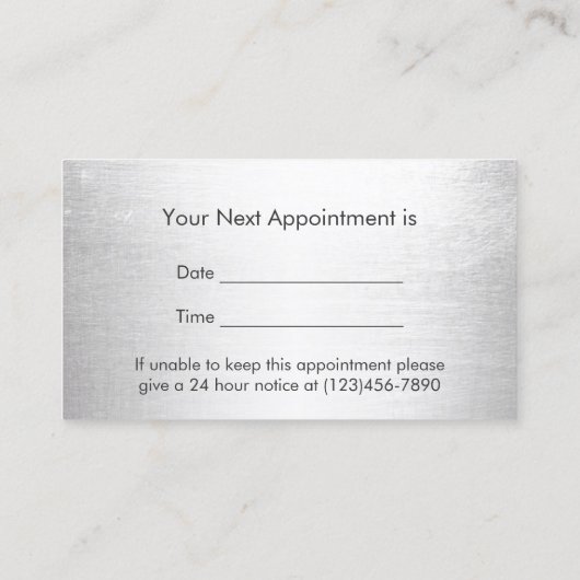 美容師アポイントメントモダンブラックメタル 予約カード (裏面)