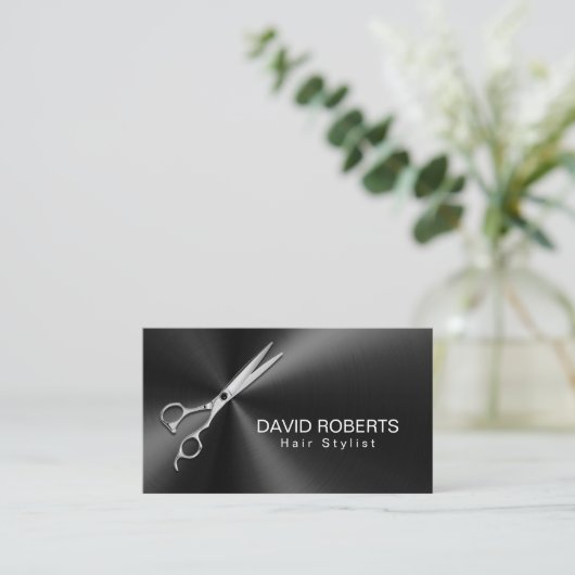 美容師アポイントメントモダンブラックメタル 予約カード (スタンド正面)