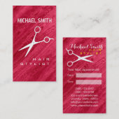 美容師アポイントメントモダンレッドウッドグレイン 予約カード (正面/裏面)