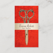 美容師アポイントメントモダン金ゴールド&レッドサロン 予約カード (正面)