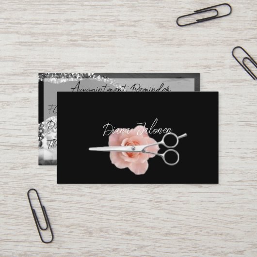 美容師アポイントメントリマインダーブラックマーブル 名刺 (正面/裏面インサイチュ)