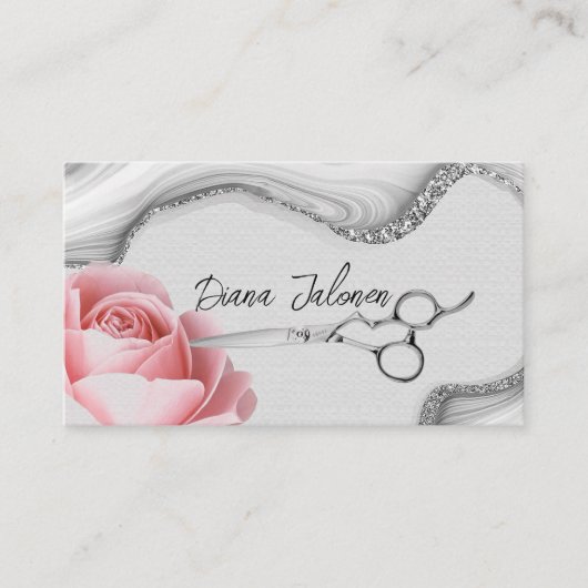 美容師アポイントメントリマインダーブラックマーブル 名刺 (正面)