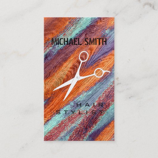 美容師アポイントメントレトロカラーウッド 予約カード (正面)