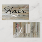 美容師アポイントメント木目の背景#2 予約カード (正面/裏面)