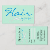 美容師アポイントメント-エアロブルー無地の 予約カード (正面/裏面)
