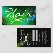 美容師アポイントメント – グリーン抽象芸術#19 予約カード (正面/裏面)