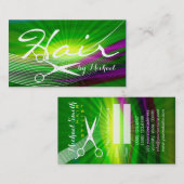 美容師アポイントメント – グリーン抽象芸術#5 予約カード (正面/裏面)