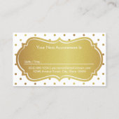 美容師アポイントメント – ホワイト金ゴールドグリッタードット 予約カード (裏面)