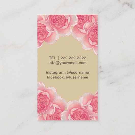 美容師アンティークシザークリーム&ピンクフローラ 名刺 (裏面)