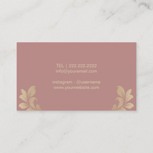 美容師アンティークシザーバラ金ゴールドヴィンテージ 名刺 (裏面)