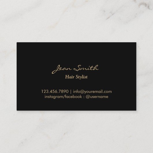 美容師アンティークシザーブラック&金ゴールドダマスク 名刺 (裏面)