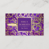 美容師アンティークシザーラグジュアリーパープル&金ゴールド 名刺 (正面)