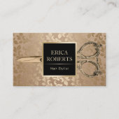 美容師アンティークシザーヴィンテージブラック&金ゴールド 名刺 (正面)