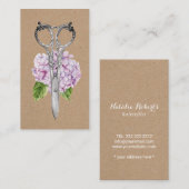 美容師アンティークシザー&アジアフラワー 名刺 (正面/裏面)