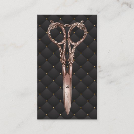 美容師アンティークバラ金ゴールドシザールクスサロン 名刺 (正面)