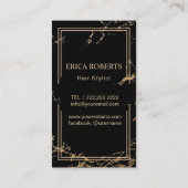 美容師アンティーク金ゴールドシザーブラックマーブル 名刺 (裏面)