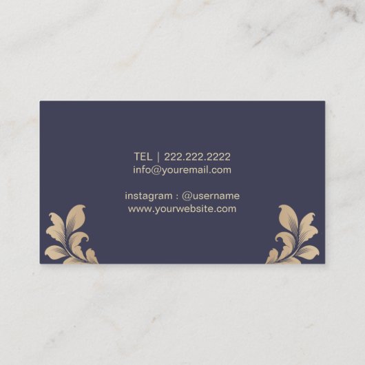 美容師アンティーク金ゴールドシザーラグジュアリーダマスク 名刺 (裏面)