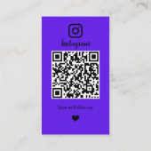 美容師インスタグラムバイオレット |スキャンしてQR接続 名刺 (裏面)