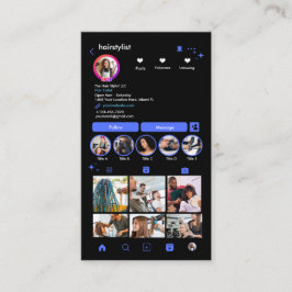 美容師インスタグラムブルー |スキャンしてQR接続 名刺