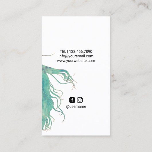 美容師ウォーター美しいガールヘアドレッサー 名刺 (裏面)
