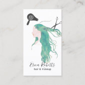 美容師ウォーター美しいガールヘアドレッサー 名刺 (正面)