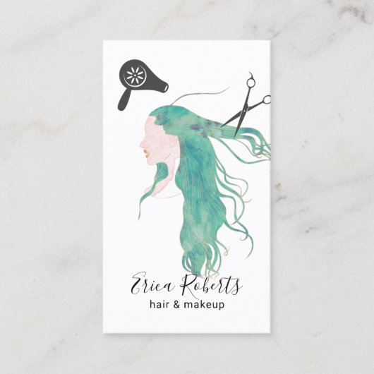 美容師ウォーター美しいガールヘアドレッサー 名刺 (正面)