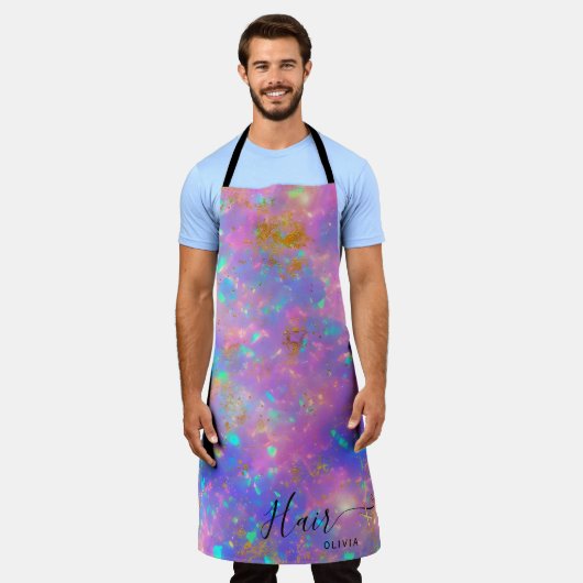 美容師エレガントの火オパール美容師の名前 エプロン (着用した状態)