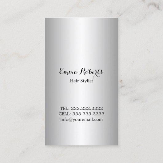 美容師エレガントシザーモダンシルバーグリッター 名刺