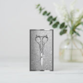 美容師エレガントシザーモダンシルバーグリッター 名刺 (スタンド正面)