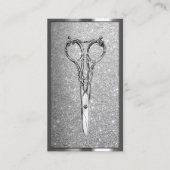 美容師エレガントシザーモダンシルバーグリッター 名刺 (正面)