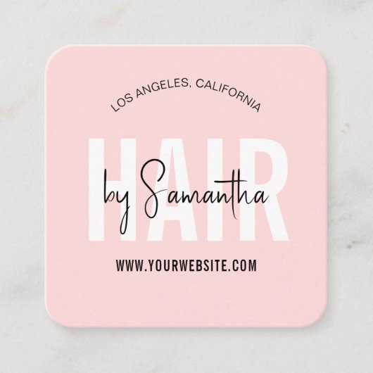 美容師エレガントシックフェミニン赤面ピンクロゴ スクエア名刺 (正面)
