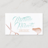 美容師エレガントタイポグラフィバラ金ゴールドサロン 名刺 (正面)