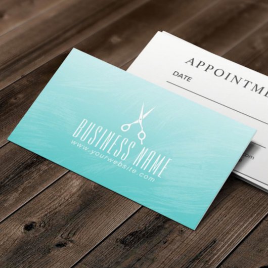美容師エレガントティール(緑がかった色)水彩アポイントメント 予約カード